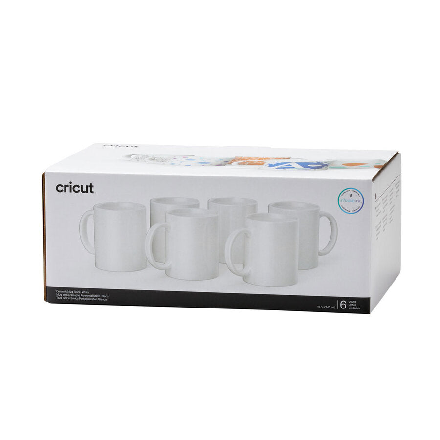 Ceramic Mug Blank, White - 12 oz/350 ml (6 ct)