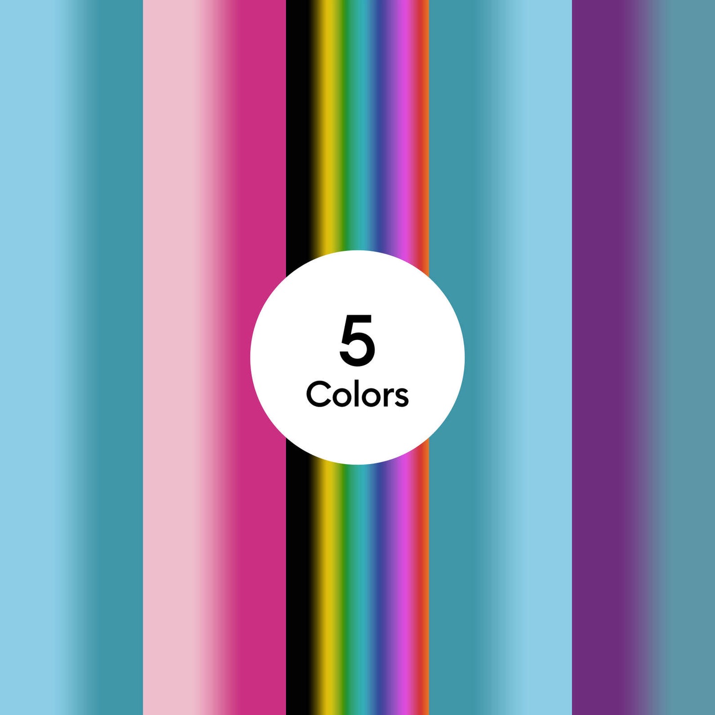 Temperature-Activated, Colour-Changing Vinyl – Permanent, Rainbow Sampler (0.3m / 12 in) (5 ct)