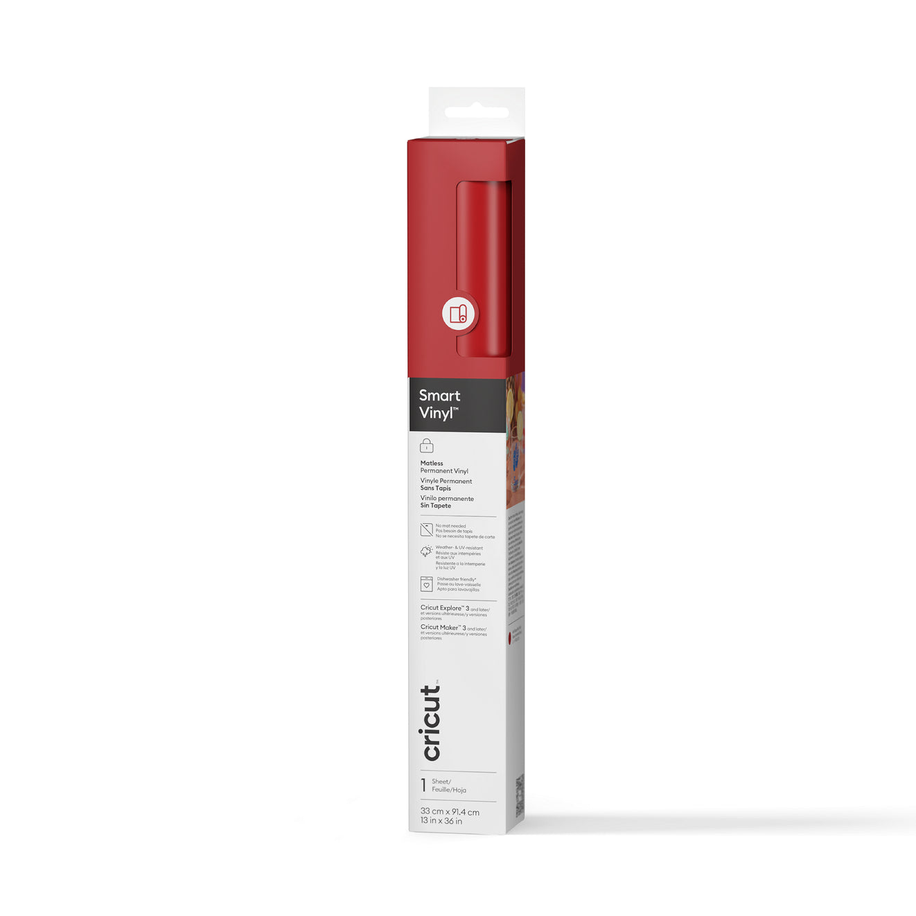 Smart Vinyl™ Matless Permanent Vinyl (0.9m / 3 ft), Red