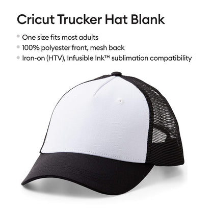 Cricut Trucker Hat, Black/White - 12ct
