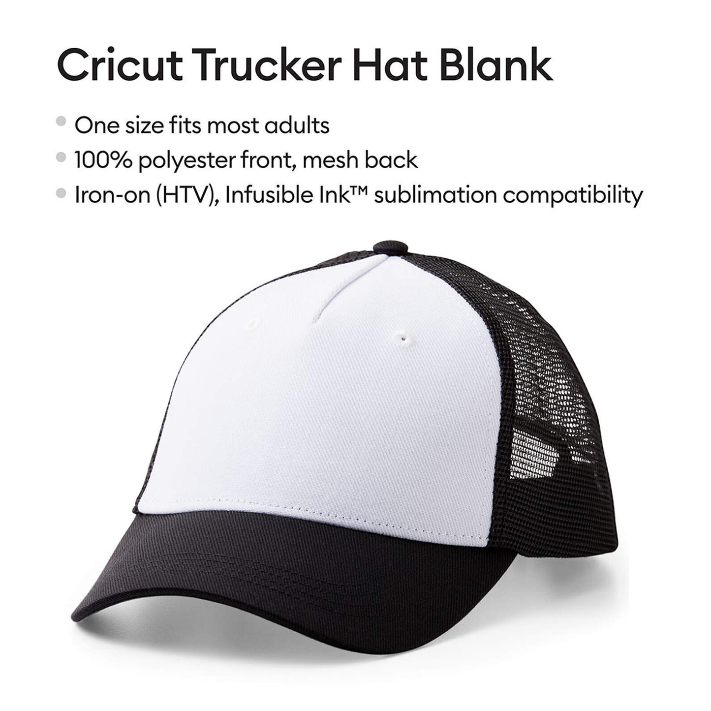 Cricut Trucker Hat, Black/White (1 ct)