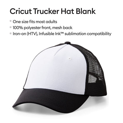Cricut Trucker Hat, Black/White - 12ct