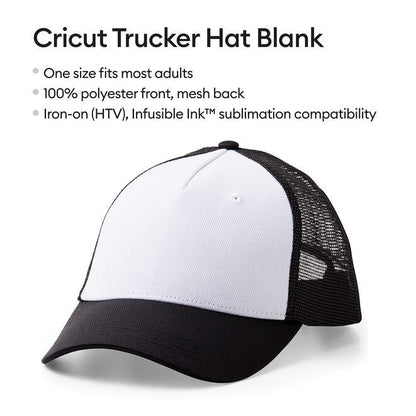 Cricut Trucker Hat, Black/White - 12ct