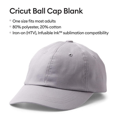 Cricut Ball Cap Hat Blank, Grey