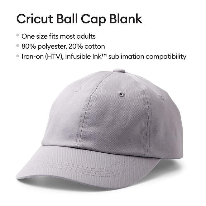 Cricut Ball Cap Hat Blank, Grey