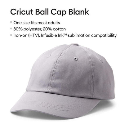 Cricut Ball Cap Hat Blank, Grey