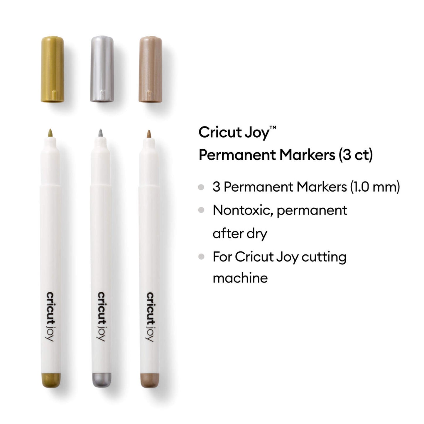 Cricut Joy™ Permanent Metallic Markers 1.0 mm, Gold/Silver/Copper (3 ct)