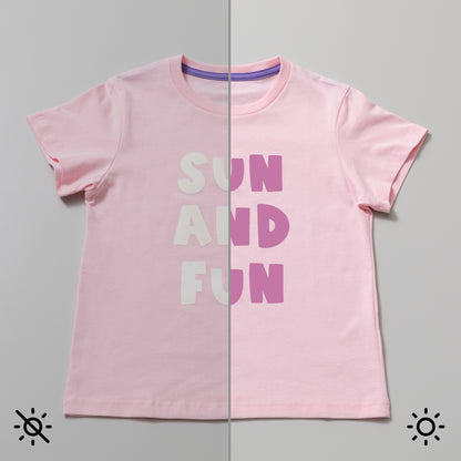 UV-Activated, Colour-Changing Iron-On, White - Pink