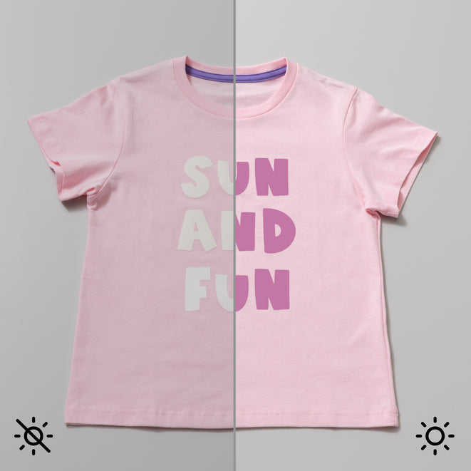 UV-Activated, Colour-Changing Iron-On, White - Pink