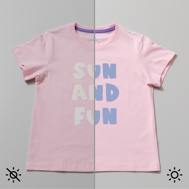 UV-Activated, Colour-Changing Iron-On, White - Pink