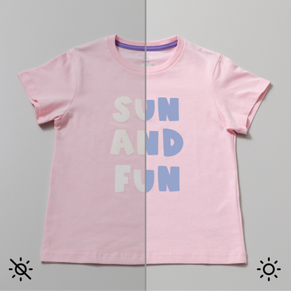 UV-Activated, Colour-Changing Iron-On, White - Pink