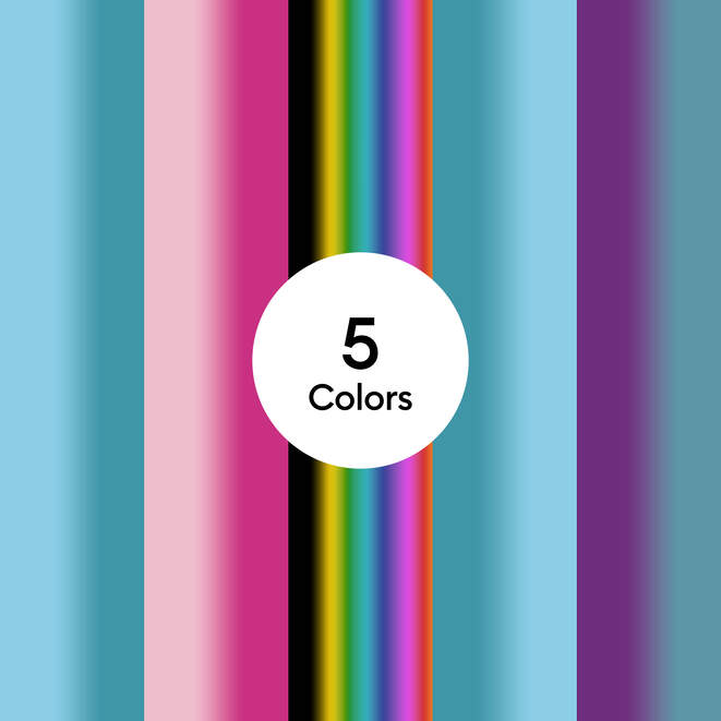 Temperature-Activated, Colour-Changing Vinyl – Permanent, Rainbow Sampler (0.3m / 12 in) (5 ct)