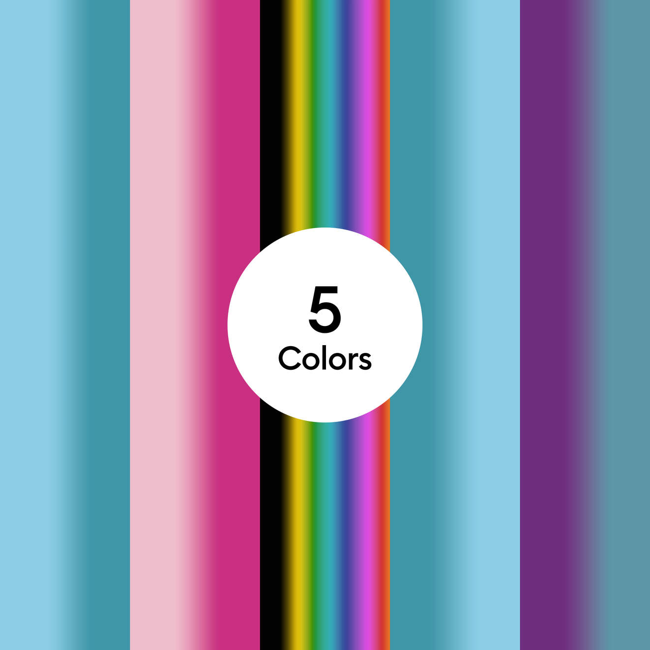 Temperature-Activated, Colour-Changing Vinyl – Permanent, Rainbow Sampler (0.3m / 12 in) (5 ct)